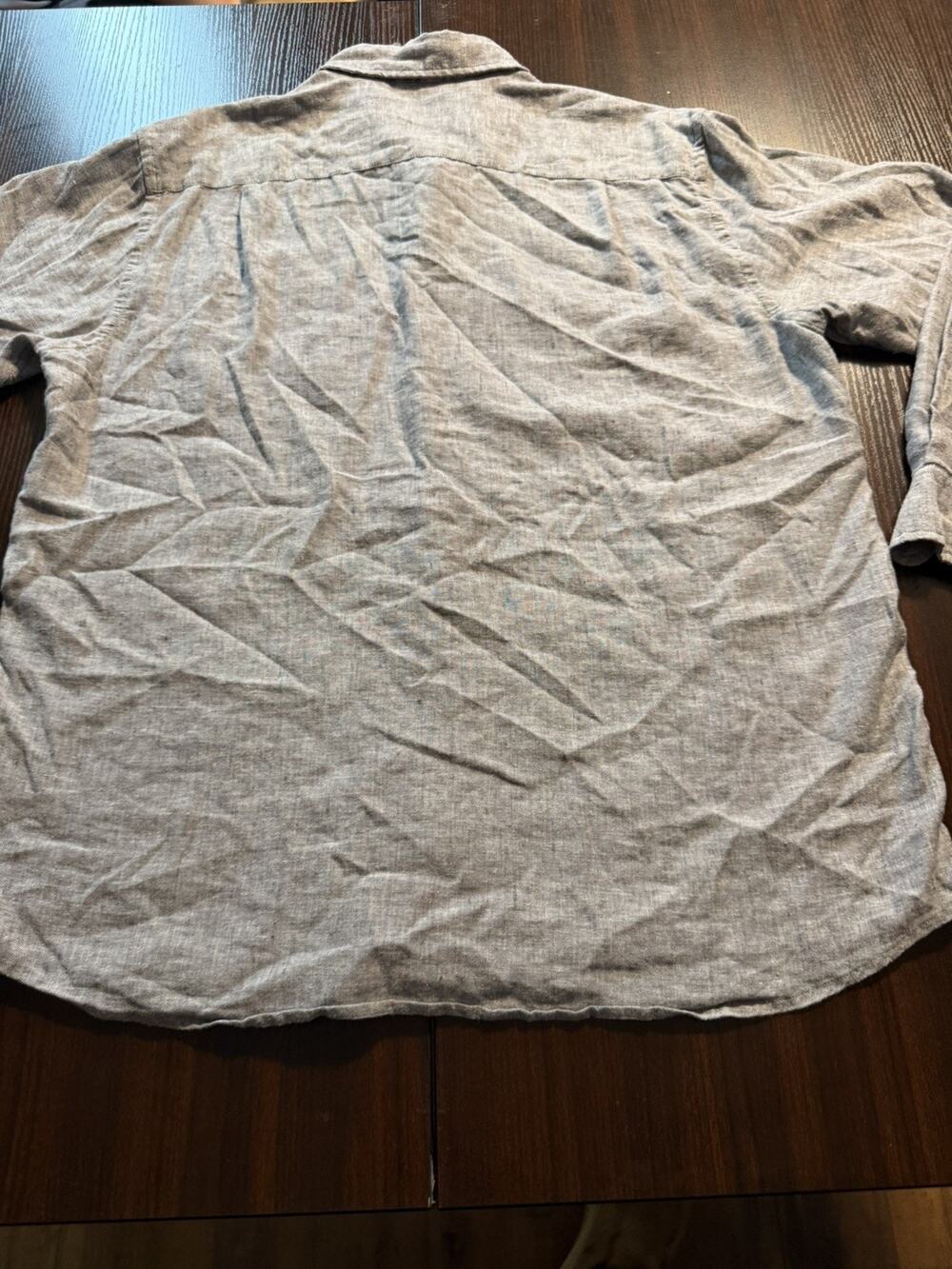 MENS BLUE WHITE ORVIS 100% linen SHORT SLEEVE SHIRT CASUAL SIZE Large